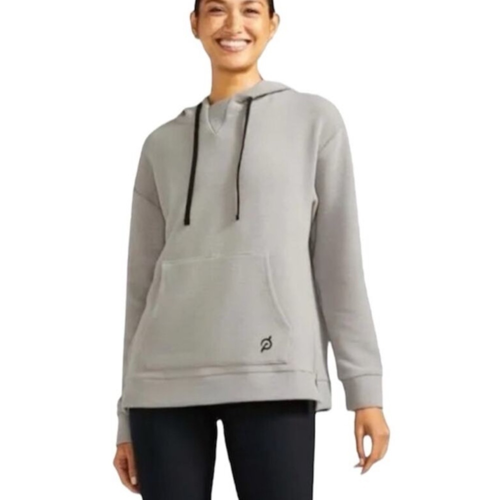 Peloton Oversized Ribbed Side Zip Hoodie Sweatshirt Gray Size M